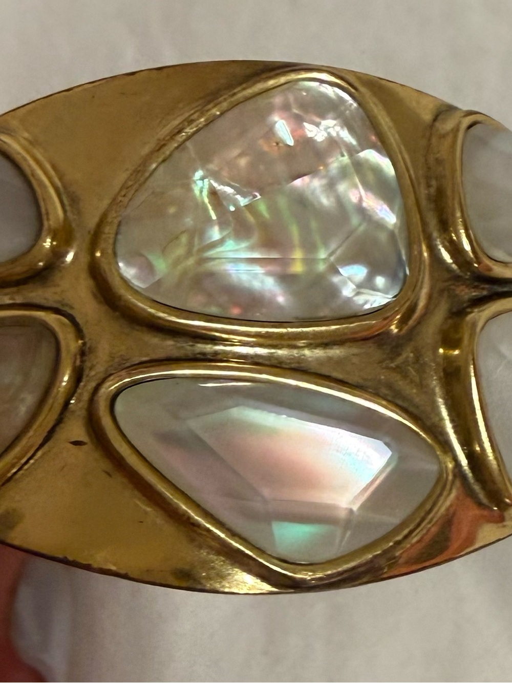 Kendra Gold-Tone Cuff Bracelet with Iridescent Mother-of-Pearl Inlays